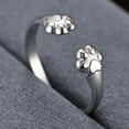 thumbnail image 5 of Stainless Steel Adjustable Size Cat Dog Pet Paw Style Holiday Party Wedding Statement Ring, 5 of 5