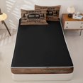 thumbnail image 3 of catabedysis Rustic Camping Zipper Full Size Comforter Sets with Fitted Sheet and 2 Pillowcases,Sweet Camper Print Zipper Bedding Set For Boys,Natural Wood Tone,Black Reversible,4-Piece, 3 of 7