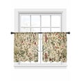 thumbnail image 2 of Vintage Plant Semi Sheer Curtains 45 Inch Length 2 Panels Set, Boho Botanical Flowers Green Leaf Ferns Sheer Kitchen Curtain Privacy Voile Window Curtain for Living Room Bedroom Rod Pocket Drapes, 2 of 7
