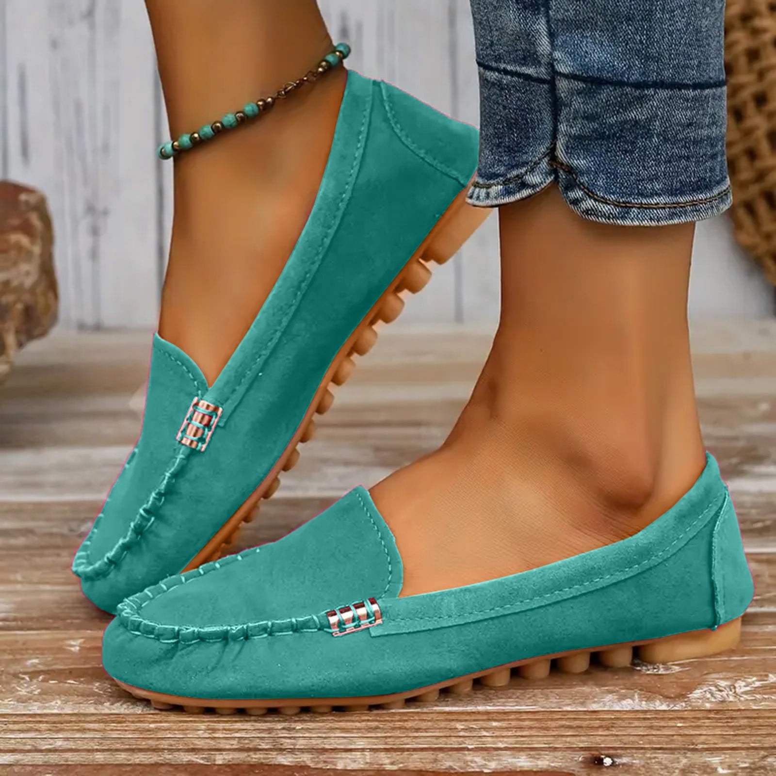 ABEJOJO Mocassins Pour Femme, Confortables à Enfiler, Chaussures