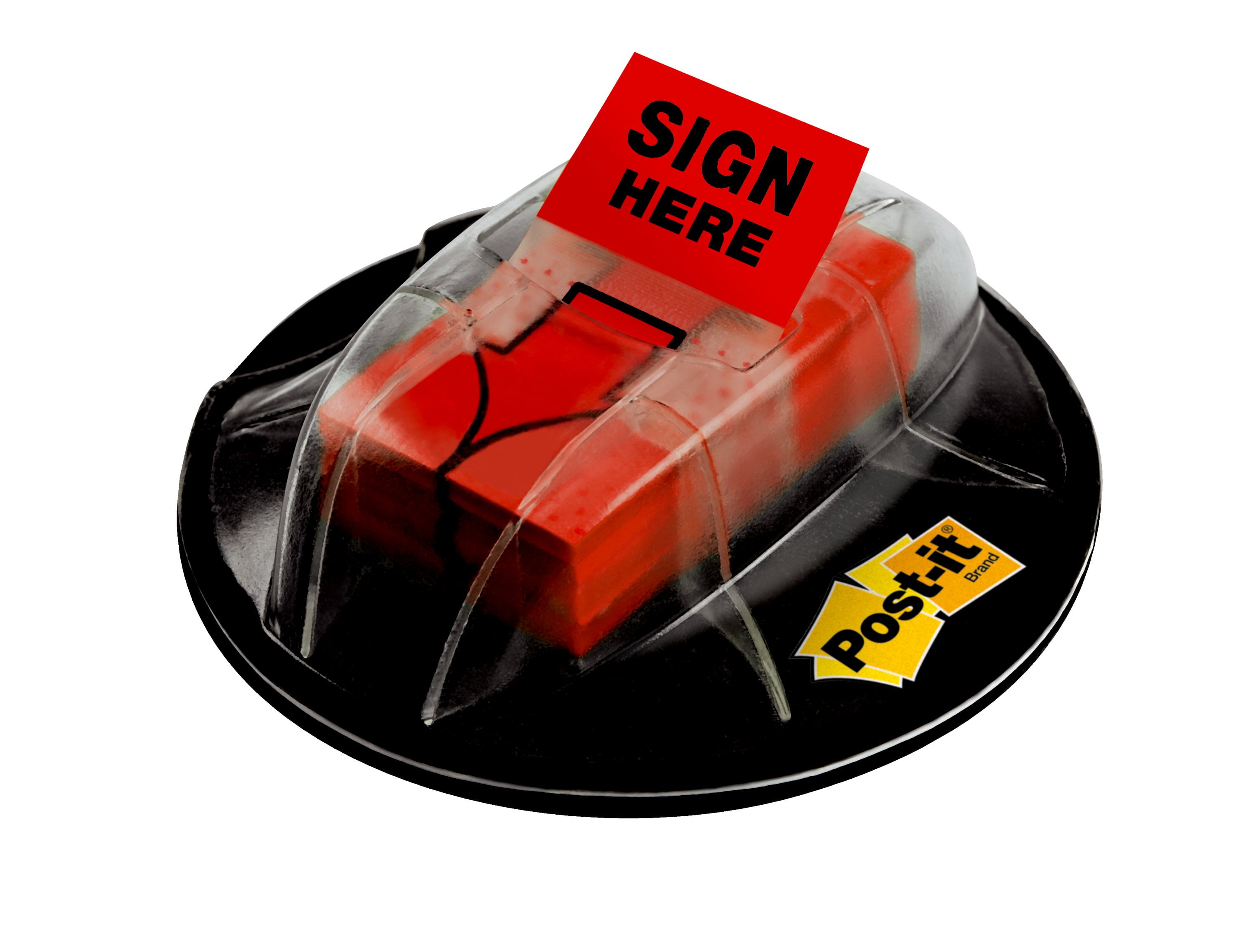 Post-It, MMM680HVSHR, Desk Grip Dispenser with 1' Sign Here Flags, 200 / Pack, Red