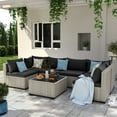 thumbnail image 4 of MRUAKA 7 Pieces Patio Conversation Set, Outdoor Sectional PE Rattan Wicker Furniture Seat,BLACK, 4 of 7