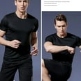 thumbnail image 3 of Quick Dry Sports Shirts for Men, Solid Athletic Running Gym Workout Short Sleeve Tee Tops (M), 3 of 4