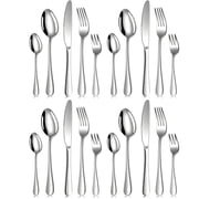 20 Piece Stainless Steel Flatware Set, Solid Silverware Cutlery Set for 4, Mirror Finish, Dishwasher Safe, Modern & Elegant Design