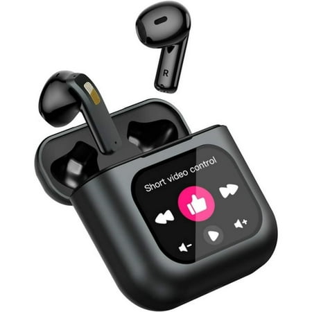 Wireless Earbuds Bluetooth 5.3 Headphones ENC Noise Cancelling in-Ear Earbuds with Wireless Charging Case LED Display Deep Bass Earphones Headset with Built-in Mic (black)