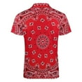 thumbnail image 5 of Bandana - Red Art Men Zipper T-shirt Summer Casual Short Sleeve T-shirt Top, 5 of 7