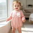 thumbnail image 5 of Lumosvexa Baby Brief Bodysuit Long Sleeve Cute Bowknot Crew Neck Fall Winter Casual Onesie Pink 9M, 5 of 8