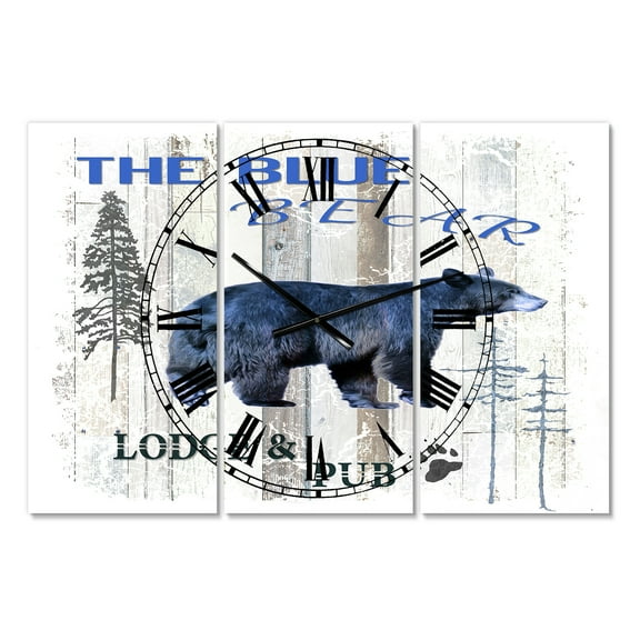 Designart 'The Blue Bear' Large Cottage Wall Clock