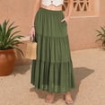 thumbnail image 2 of Ediodpoh Womens Skirts Summer Casual Smock Layered Tiered High Waisted A Line Flowy Long Skirt with Pockets and Maxi Skirts for Women Green S, 2 of 6
