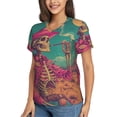 thumbnail image 2 of Vsdgher Western Desert Skull Cowboy (2) Women Shirts V Neck Short Sleeve Tops T-Shirt Basic Tees, S to 3XLXX-Large, 2 of 5