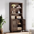 thumbnail image 4 of Tribesigns Industrial Bookcase with Doors, 5-Tier Tall Bookshelf with Storage Cabinet, Wood Library Bookcase Display Shelves with Adjustable Shelf for Home Office, Living Room, 4 of 5