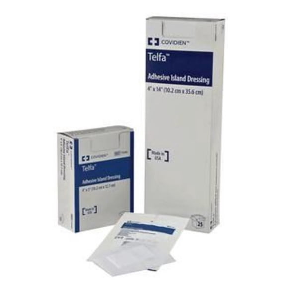 Telfa Adhesive Island Dressing 4'' x 5'', Box of 25