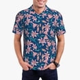 thumbnail image 2 of Balery Lilies Flowers Printed Men’s Short Sleeve Polo Shirt, Midweight Men's Shirt,Golf Polo shirts -Medium, 2 of 8
