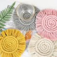thumbnail image 2 of Posavasos para bebidas, macramé tejido absorbente hecho a mano con borlas, café, aromaterapia, decoración de protección contra el calor, paquete de 4, 2 of 5