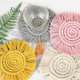 thumbnail image 2 of Posavasos para bebidas, macramé tejido absorbente hecho a mano con borlas, café, aromaterapia, decoración de protección contra el calor, paquete de 4, 2 of 5