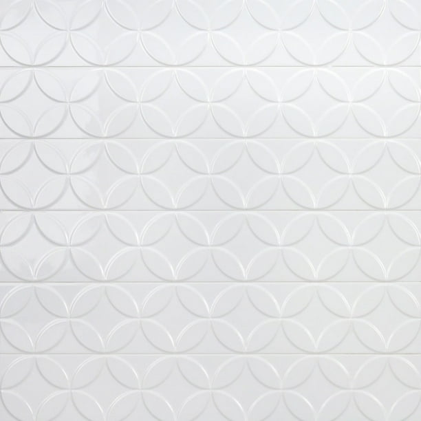 Bond Tile Sheffield Deco White 4 In X 24 In Polished Ceramic Wall Tile 8 Pieces 5 16 Sq Ft Box Walmart Com Walmart Com