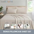 thumbnail image 2 of Swift Home Bonus Pillowcases Eco Friendly Bamboo Blend Sheet Set, 4 PC, Twin, Cream, 2 of 6