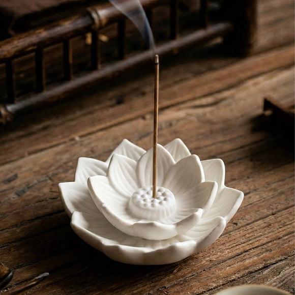 Ceramic Lotus Incense Holder Ash Catcher Stick Burner Tray Home Meditation Yoga Spa Relaxation Table Decor For Living Room Bedroom Office Spiritual Gift Aromatherapy Zen Decoration Display