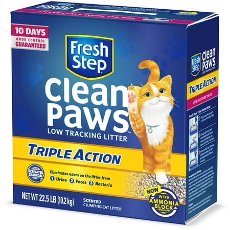 Fresh Step Clean Paws Triple Action Scented Litter, Clumping Cat Litter, 22.5 Pounds
