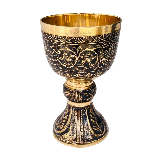 Copa de vino, cáliz ALADEAN, vintage, medieval, de latón