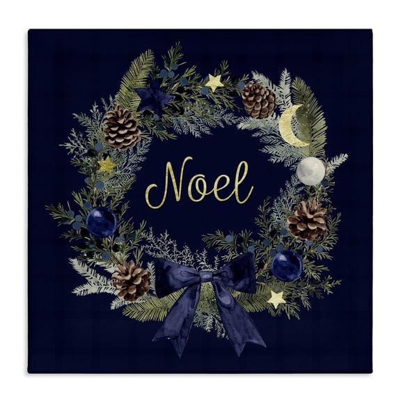Stupell Industries Farmhouse Noel Holiday Wreath Canvas Art, 17 x 17, by Victoria Barnes