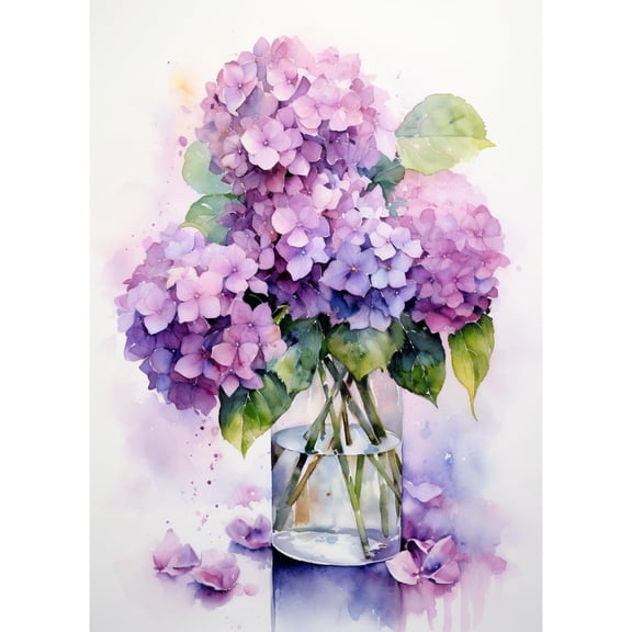 Watercolor Hydrangea Flower 5D Diamond Art DIY Paint with Full Drill Round Diamond Gems Painting by Number Kits for Adults Art Craft Home Wall Decor 11.8x15.8inch