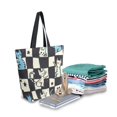 thumbnail image 2 of FORMRS Womens Canvas Tote Bag with Zipper Inner Pocket Shoulder Handbag, Blue and White Cat, 2 of 7