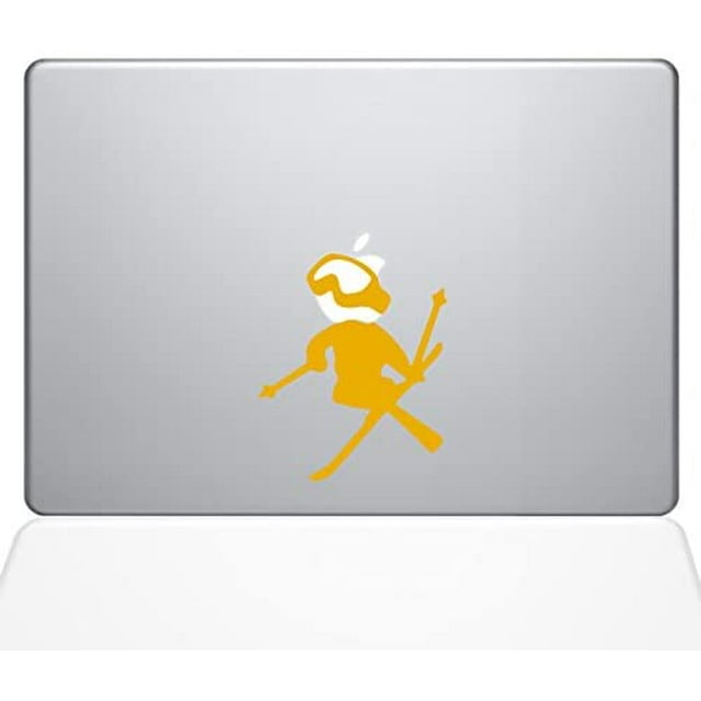 The Decal Guru Skiing Decal Apple Decal Vinyl Sticker, 13" MacBook Pro (2016 & Newer Models), Yellow (1636-MAC-13X-SY)