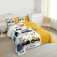 thumbnail image 3 of jejeloiu Bulldozer Crane Truck Queen Comforter Set,Construction Vehicles Excavator Bedding Sets,White Yellow Bedding Comforter Set For Boys Teens,Microfiber Bedroom Decor Reversible,3pcs, 3 of 8