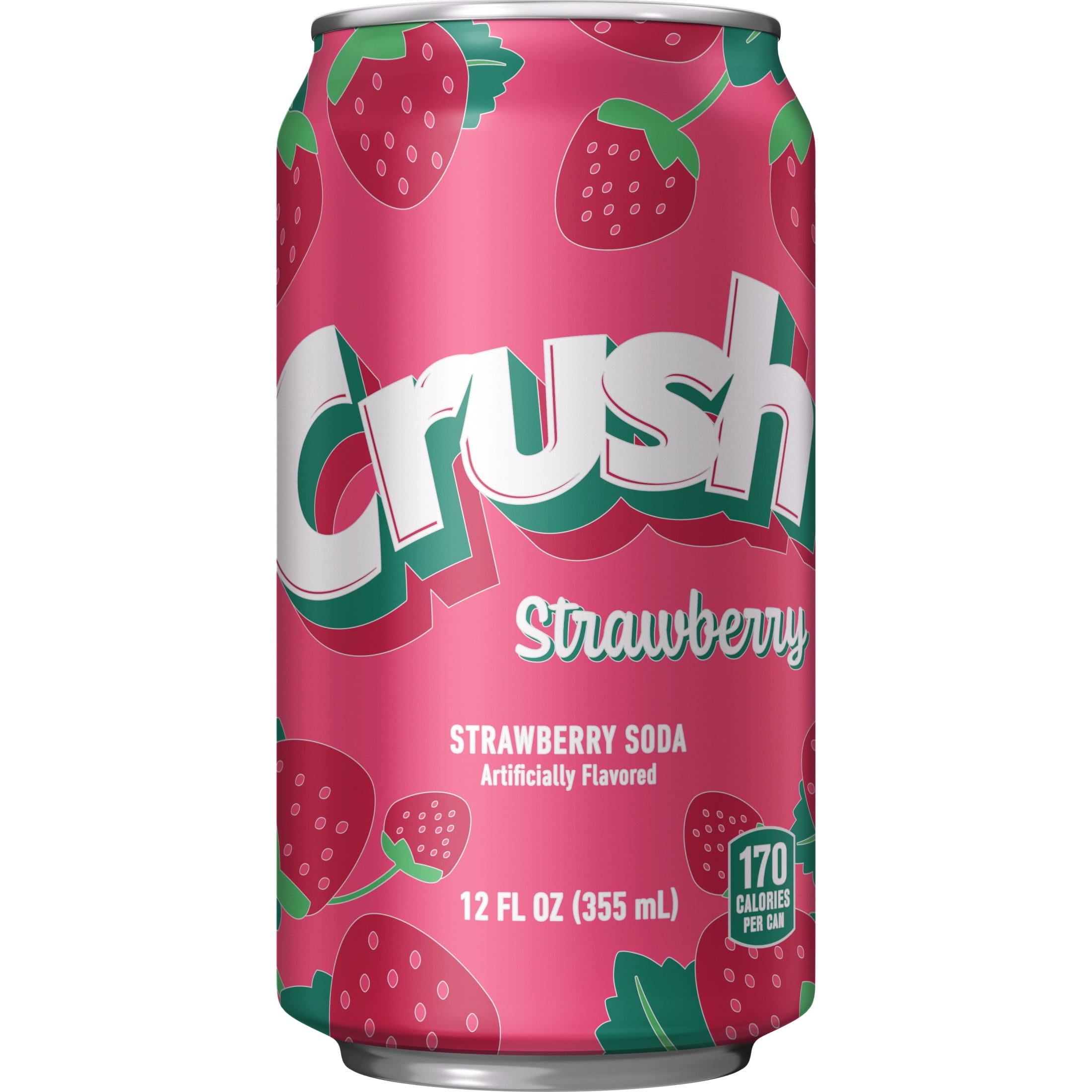 Crush Caffeine Free Strawberry Soda Pop, 12 fl oz, 12 Pack Cans