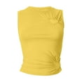 thumbnail image 4 of Heisall Womens Tops Spring Summer Solid Color Round Neck Irregular Pleats Waist-Cinching Heart Cutout 2025 New Arrival Fashion, 4 of 4