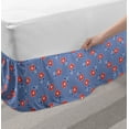 thumbnail image 2 of Folk Art Bed Skirt, Russian Retro Style Inspired Repeated Polka Dots and Flowers, Elastic Bedskirt Dust Ruffle Wrap Around for Bedding Decor, 4 Sizes, White Violet Blue and Scarlet, by Ambesonne, 2 of 2