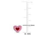thumbnail image 2 of Miabella Pink Enamel Heart Stud Earrings in Sterling Silver, 2 of 3