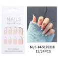 thumbnail image 1 of Uñas postizas semitransparentes con diseño de confeti, uñas cortas almendradas, kit reutilizable de 24 uñas con pegamento., 1 of 2