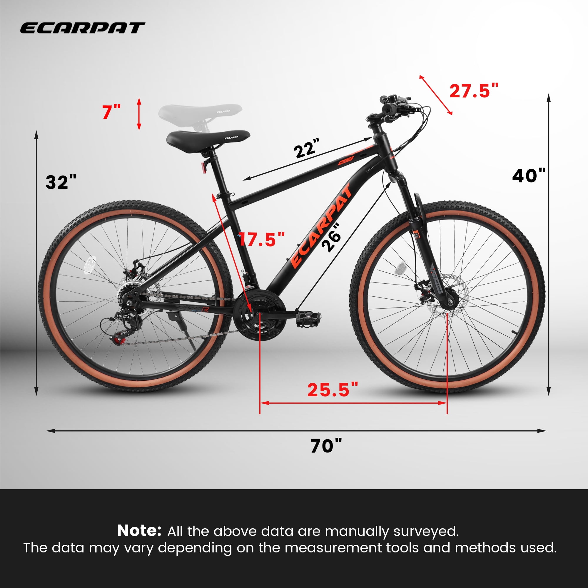 Ambifirner Updated 27.5 Inch Mountain Bike Adults City Mountain Bike Hardtail Mountain Trail Bike Thumb Shifter Front Fork Bicycles , Comfort Saddle
