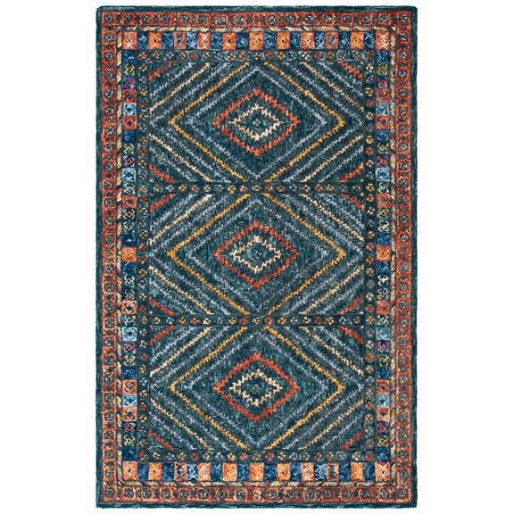 SAFAVIEH Aspen Alexanndria Geometric Wool Area Rug, Rust/Green, 2' x 3'