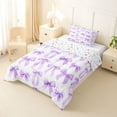 thumbnail image 2 of Manfei Purple Polka Dot Bow Print Twin Comforter Sets for Girls, Cute Ribbon Bows Bedding Set, Colorful Stars Reversible, 2-Piece, 2 of 6