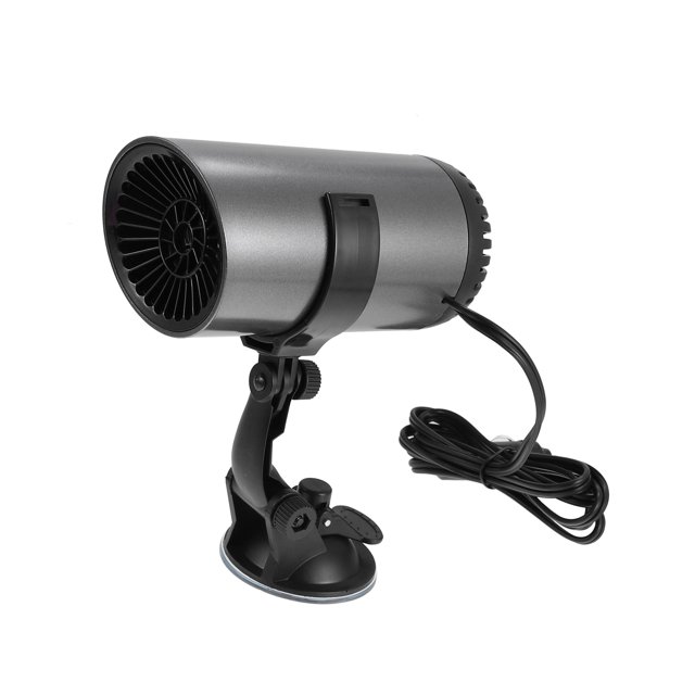Unique Bargains 12V 150W Portable Car Heater Windscreen Fan Defogger Defroster with Suction Holder Gray
