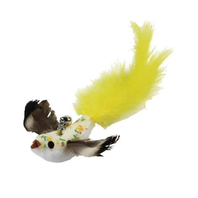BKER Interactive Cat Toy Colorful Feather Bird Pattern Cat Toy Stick For Changing Heads
