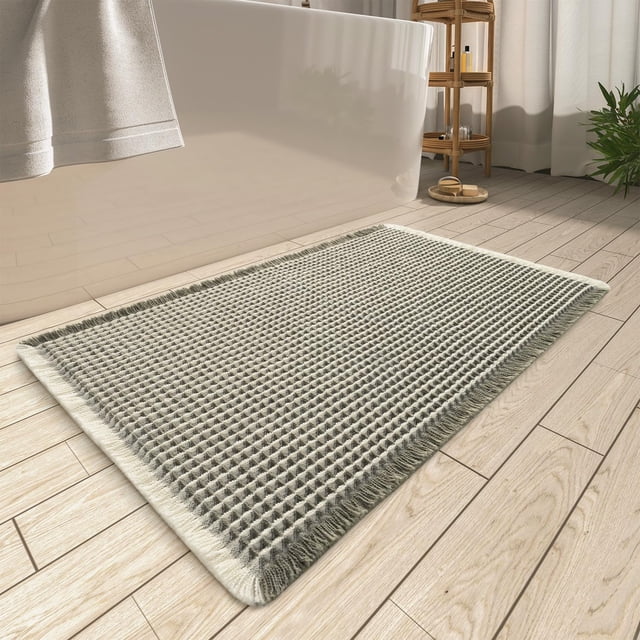 Alfombra de baño AMOAMI Waffle superabsorbente, antideslizante, 45 x 75 cm