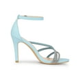 thumbnail image 3 of BLISSFUL STEP Women's Open Toe Rhinestone Strappy Ankle Strap Stiletto Heels Sandals Sky Blue (Size 6), 3 of 8