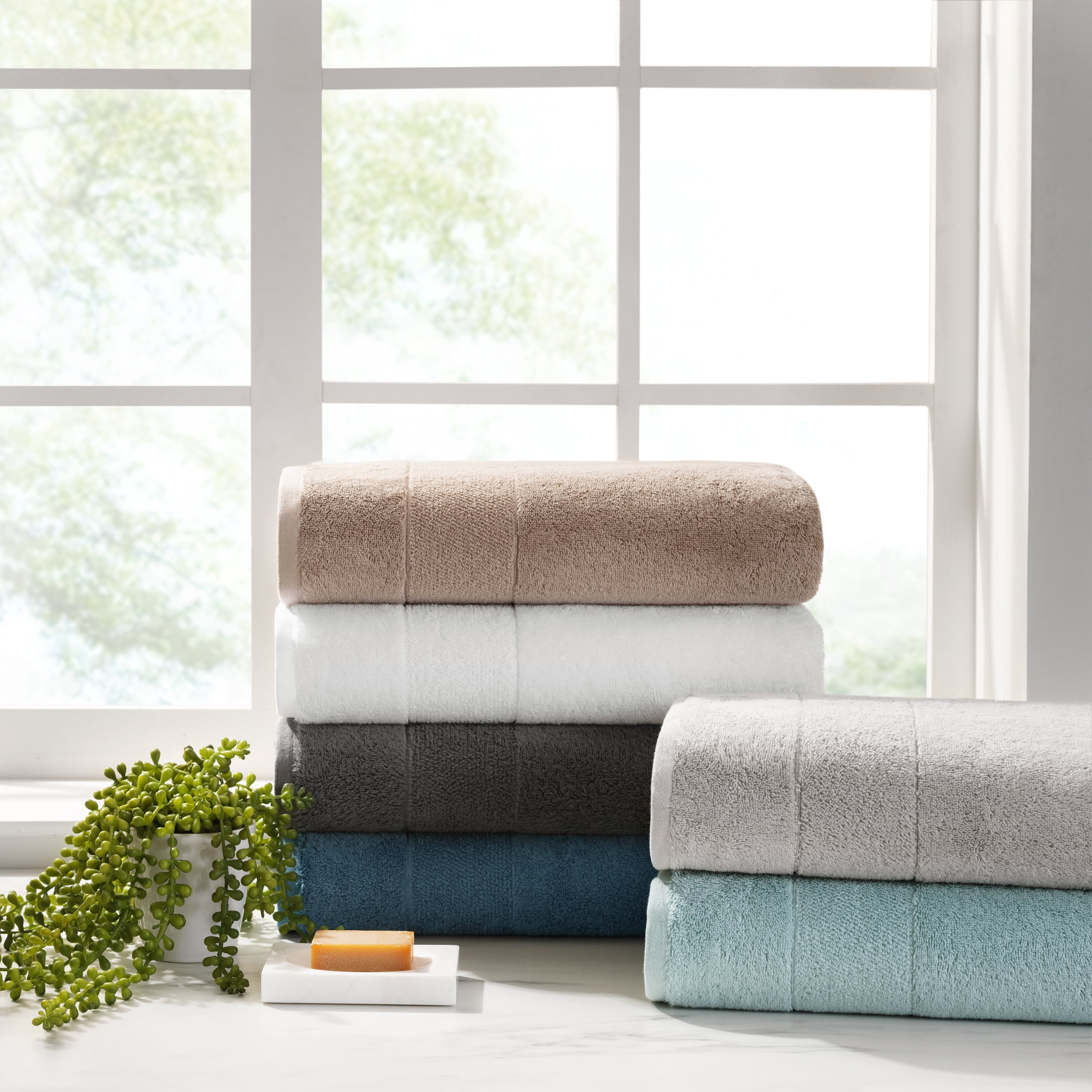 Aston & Arden Turkish Cotton Bath Towels (2-Pack), Thick 600 GSM, 30x60 in., Ultra Soft and Plush, Solid Light Grey