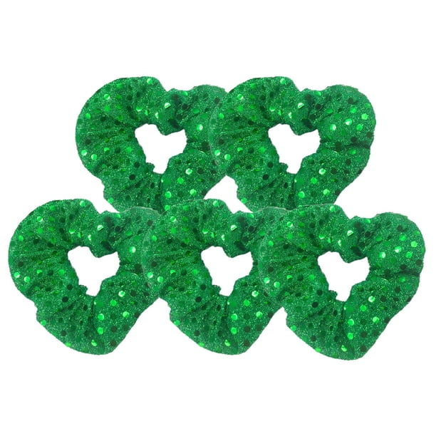 GOOHOCHY 5 piezas lindas bandas navideñas para el cabello Lentejuelas Cuerda para el cabello Lazo para el cabello Soportes de cola de caballo Accesorios para el cabello para mujeres Chicas (Verde)