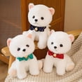 thumbnail image 2 of Peluche de Pomerania de 23 cm con collar de lazo y ojos 3D: muñeco de cachorro de peluche suave y lindo para decoración del hogar y regalo de cumpleaños, 2 of 7