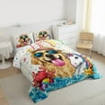 thumbnail image 3 of jejeloiu Cute Golden Retriever Full Size Comforter Sets,Kawaii Cartoon Unicorn Bedding Comforter Set,Sumeer Ocean Theme Bedding Sets For Girls Boys,Breathable Home Decor Reversible,3pcs, 3 of 8