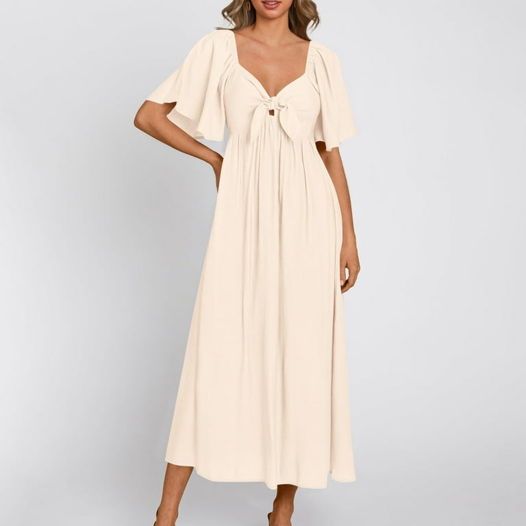 beige floral wrap dress Beige Multi Floral Futter Sleeve Maxi Dress - All Dresses