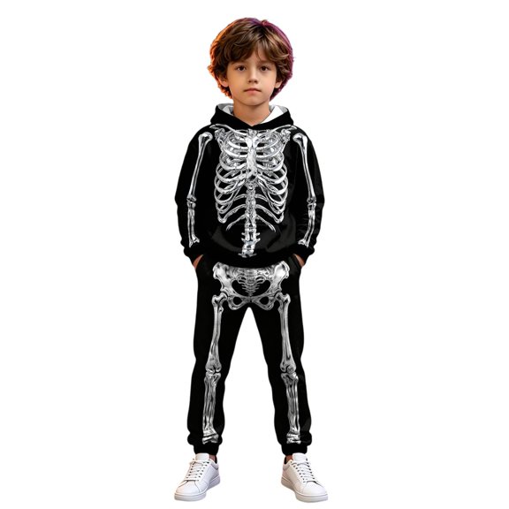 Zylarhe Boys Halloween Pullover Set Printed Sweatshirt Cozy Pullover Toddler Kids Black 5-6 Years