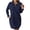 Navy, variant on FcBaudy Long Sleeve Round-Neck Dress Women's Winter Temperament Long Sleeves Head Cover Pocket Solid Color Dress Women Polyester Dress