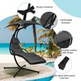 thumbnail image 4 of Gymax Chaise Longue Suspendue en Acier Courbé pour Patio avec Oreiller Intégré Gris, 4 of 7