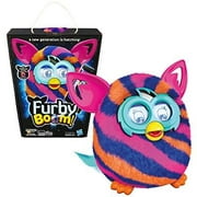 hasbro year 2013 furby boom series 5 inch tall electronic app plush toy figure - blue, pink and orange diagonal pattern furby